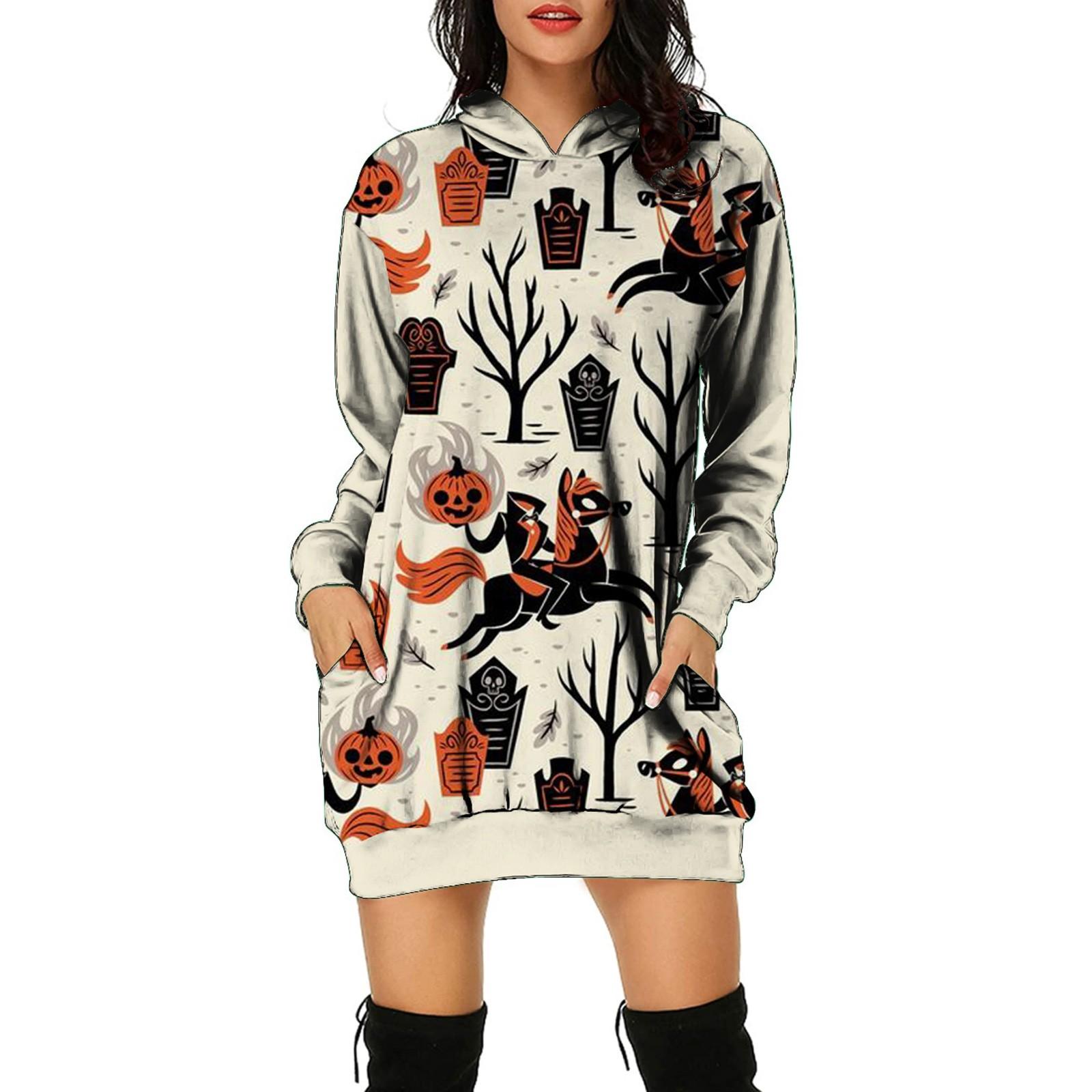 Women s And Winter Hooded Sweatshirt Dress Halloween Print Dress M хакі
Women s And Winter Hooded Sweatshirt Dress Halloween Print Dress M хакі
