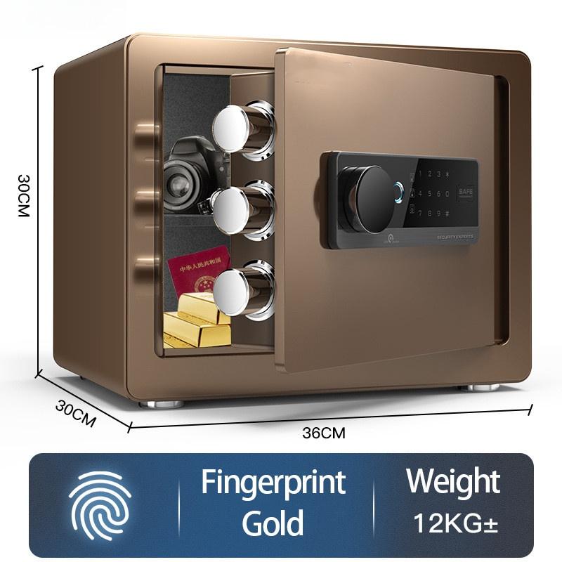 Сейф с отпечатком пальца + паролем + ключом, противоугонный секретный шкаф, кассовый ящик, домашний офис, ящик для хранения вещей 30CM fingerprint gold-2