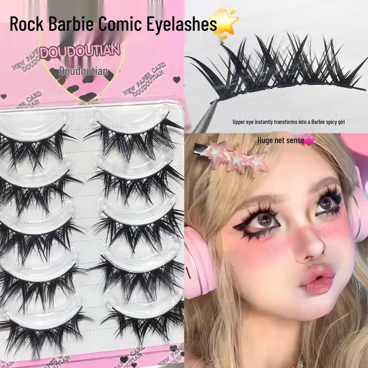 Doudou Sweet Rock Barbie Comic Fox-eye Curled False Eyelashes - Spicy, Cold & Dense Look
Doudou Sweet Rock Barbie Comic Fox-eye Curled False Eyelashes - Spicy, Cold & Dense Look