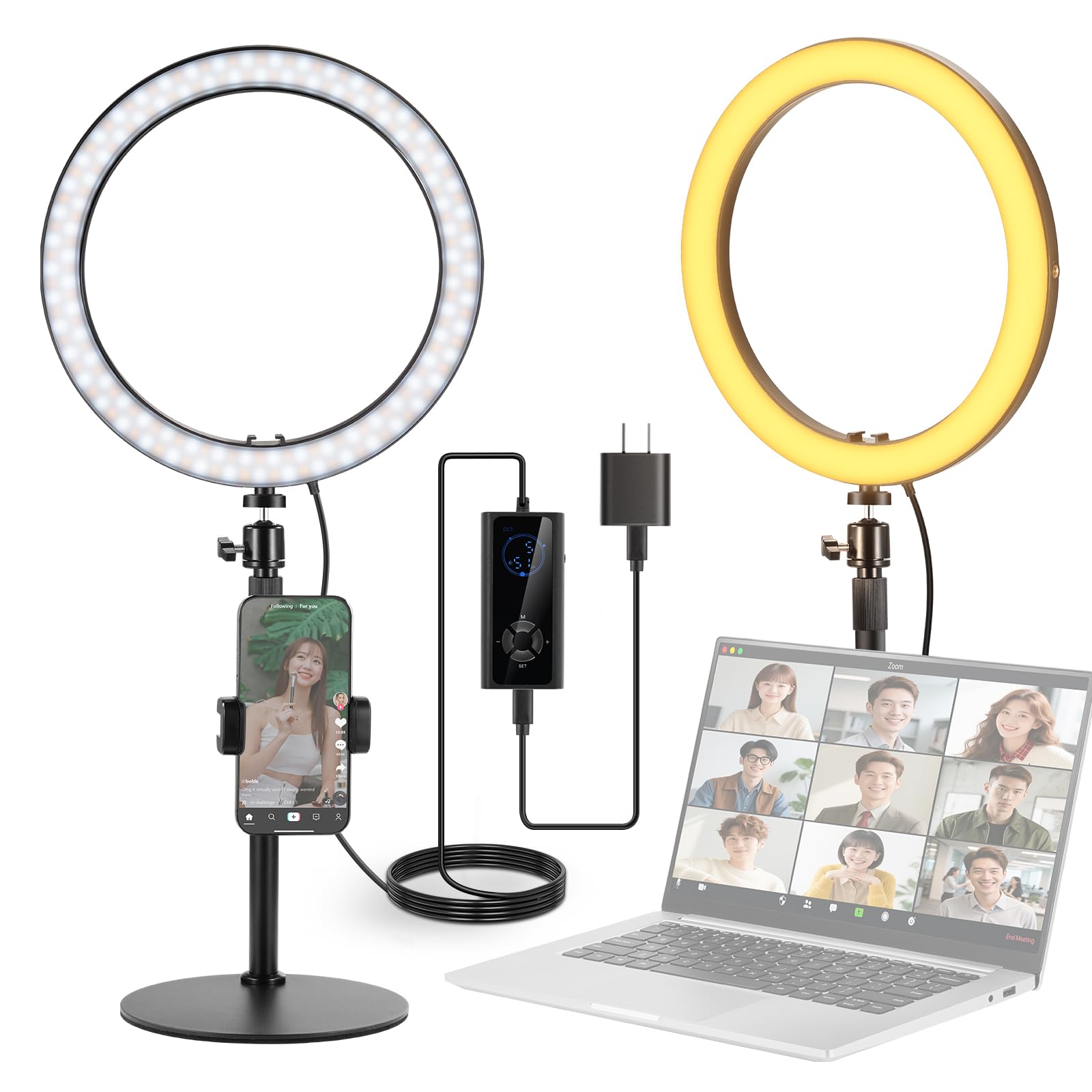 NEEWER 12-inch Desktop Ring Light 24W Bi-Color Dimmable Selfie Light for Smartphone Laptop with Stand Phone Holder 2900K-7000K CRI97+ 1810lux 12 Scene
NEEWER 12-inch Desktop Ring Light 24W Bi-Color Dimmable Selfie Light for Smartphone Laptop with Stand Phone Holder 2900K-7000K CRI97+ 1810lux 12 Scene