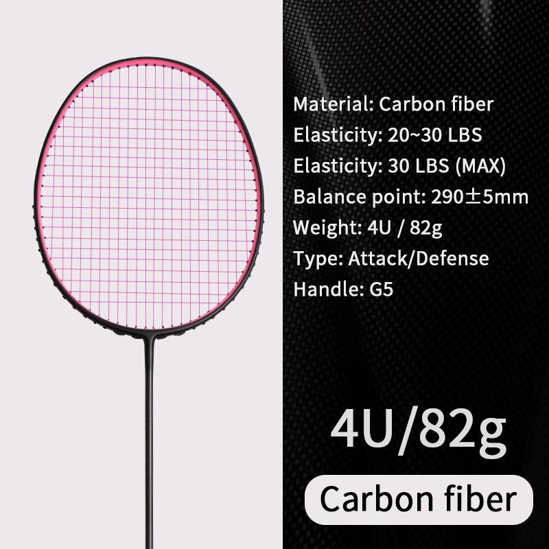 21-30 LBS badminton racket carbon fiber man woman adult high elasticity durable major Attack racket defense Competition level 22LBS
21-30 LBS badminton racket carbon fiber man woman adult high elasticity durable major Attack racket defense Competition level 22LBS