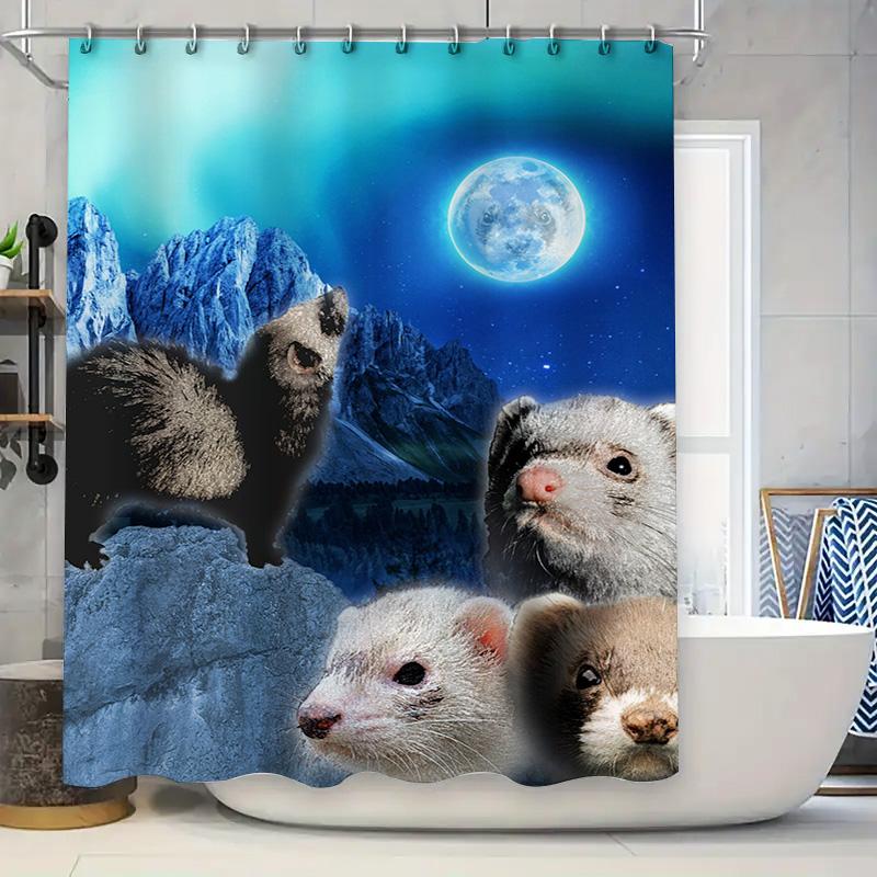 Animal Print Shower Curtain Wildlife Moonlight Mountain Decor For Bathroom High-Definition Printing 3D Waterproof Fabric With Ho W60H190(CM)-1 Pcs
Animal Print Shower Curtain Wildlife Moonlight Mountain Decor For Bathroom High-Definition Printing 3D Waterproof Fabric With Ho W60H190(CM)-1 Pcs