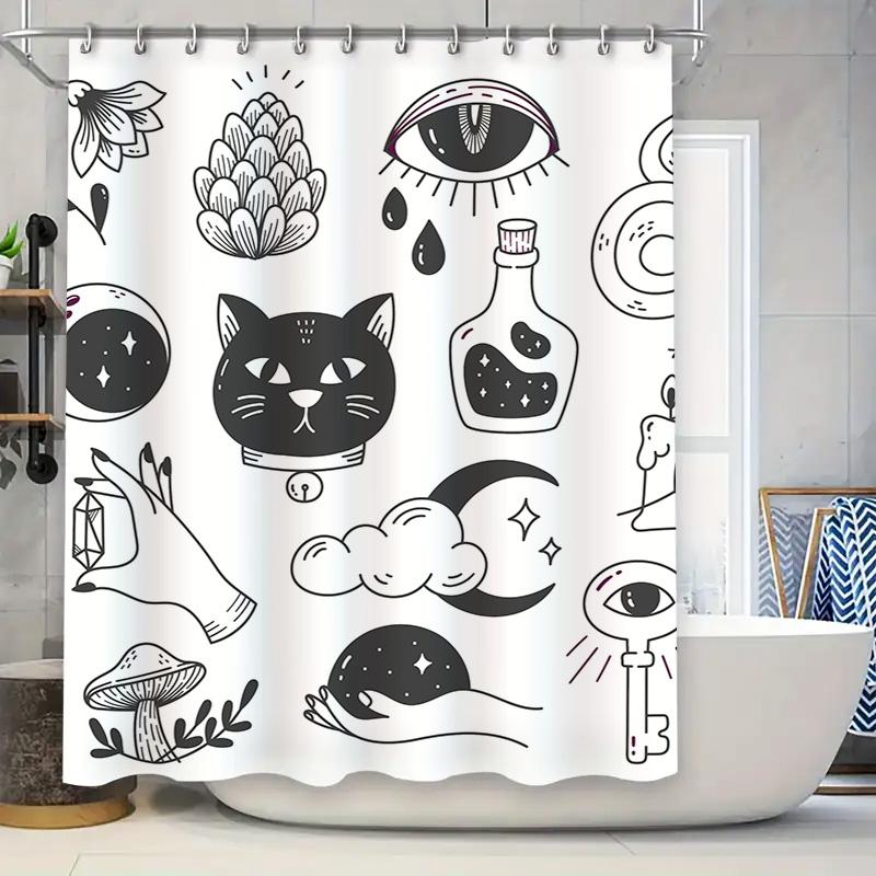 Mystical Moon Cat Eye Mushroom Magic Key Bathroom Shower Curtain Decorative Printing Waterproof Home Cleaning Liner W60H190(CM)-1 Pcs
Mystical Moon Cat Eye Mushroom Magic Key Bathroom Shower Curtain Decorative Printing Waterproof Home Cleaning Liner W60H190(CM)-1 Pcs