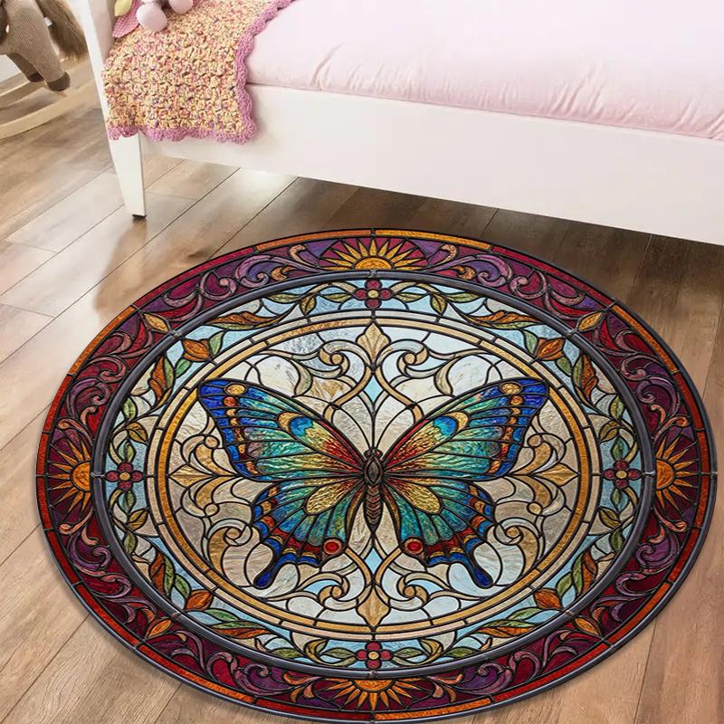 Butterfly Stained Window Round Area Rug,Carpet Rug for Living Room Bedroom Sofa Playroom Decor,Non-slip Floor Mat72 80cmx80cm
Butterfly Stained Window Round Area Rug,Carpet Rug for Living Room Bedroom Sofa Playroom Decor,Non-slip Floor Mat72 80cmx80cm