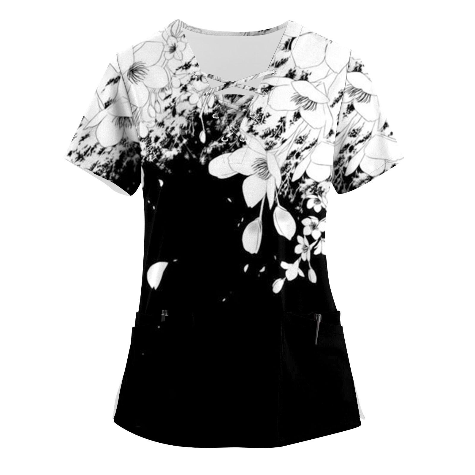 Женские топы с короткими рукавами и v-образным вырезом с принтом, рабочая блузка с карманами XL белый
Женские топы с короткими рукавами и v-образным вырезом с принтом, рабочая блузка с карманами XL белый