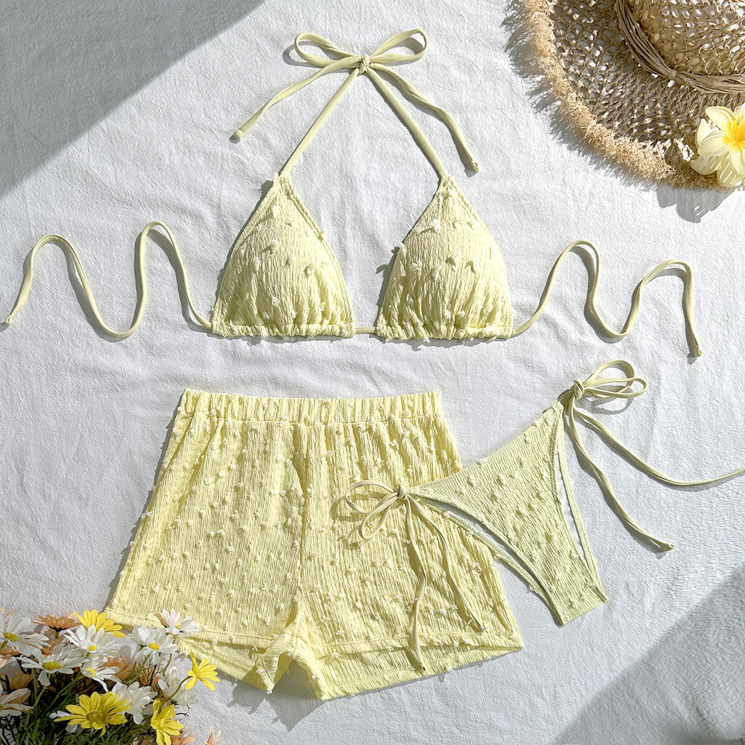 2026 European and American New Fashionable and Sexy Three-piece Bikini Solid Color Neck Strap Swimsuit Women L
2026 European and American New Fashionable and Sexy Three-piece Bikini Solid Color Neck Strap Swimsuit Women L