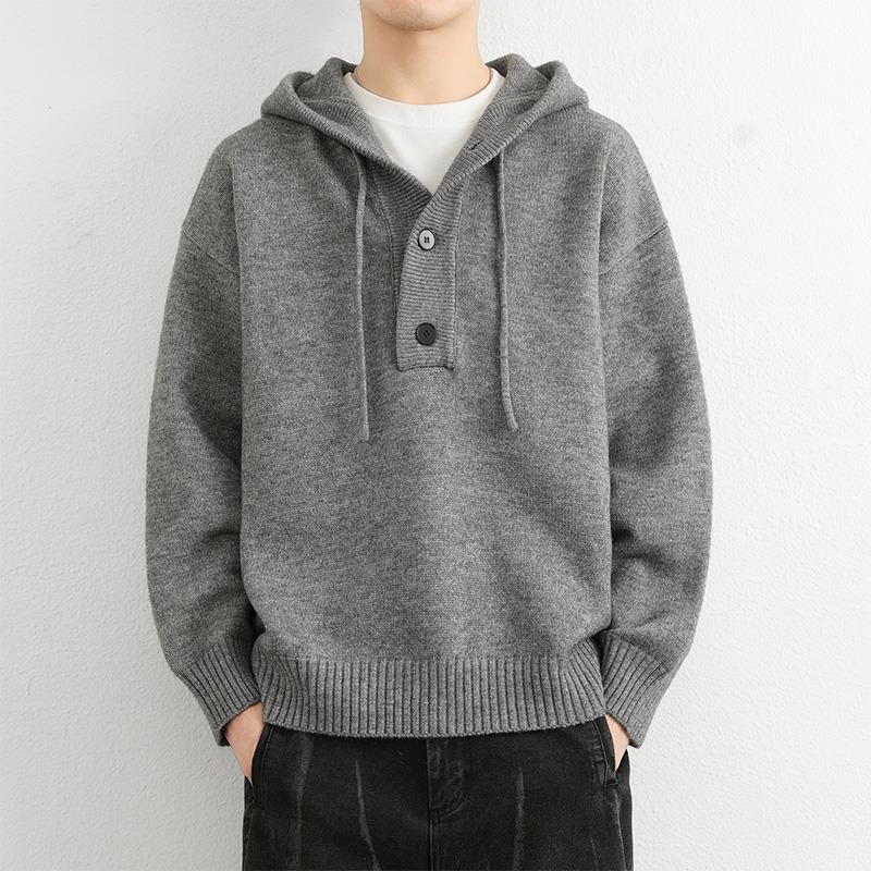 Men s Solid Color Hooded Sweater, Autumn/Winter Casual Loose Fit with Half-Open Button Collar. L
Men s Solid Color Hooded Sweater, Autumn/Winter Casual Loose Fit with Half-Open Button Collar. L