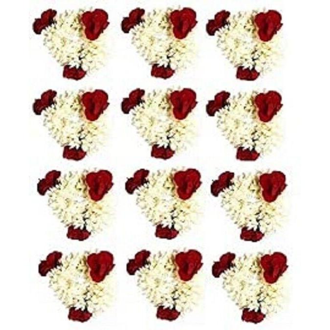 Indian traditional Mogra & Red Rose Flower Gajra for Hair & hand pack of 12 X919
Indian traditional Mogra & Red Rose Flower Gajra for Hair & hand pack of 12 X919