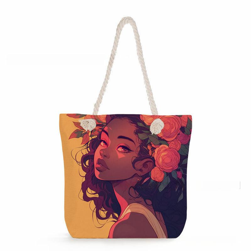 Multifunctional Rose Girl Printed Thick Rope Shoulder Beach Bag Casual large capacity handbag 0247 KTB
Multifunctional Rose Girl Printed Thick Rope Shoulder Beach Bag Casual large capacity handbag 0247 KTB