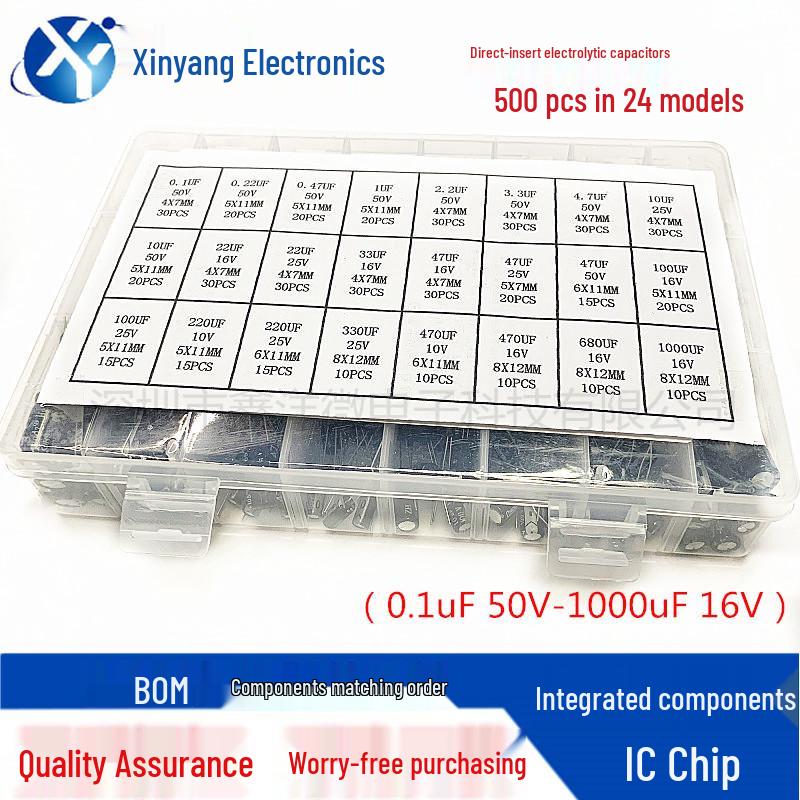 Electrolytic Capacitor Assortment Box: 24 Models Ranging 0.1UF-1000UF, 10V-50V
Electrolytic Capacitor Assortment Box: 24 Models Ranging 0.1UF-1000UF, 10V-50V
