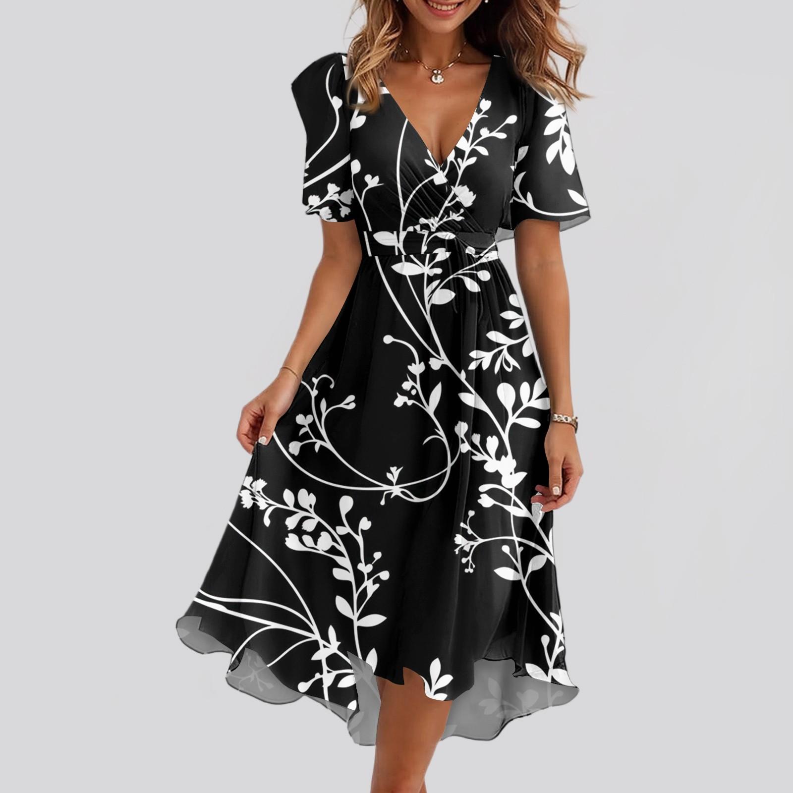 Женское свободное повседневное платье с V-образным вырезом, расклешенная юбка, короткие рукава, напечатанное платье с принтом XL
Женское свободное повседневное платье с V-образным вырезом, расклешенная юбка, короткие рукава, напечатанное платье с принтом XL