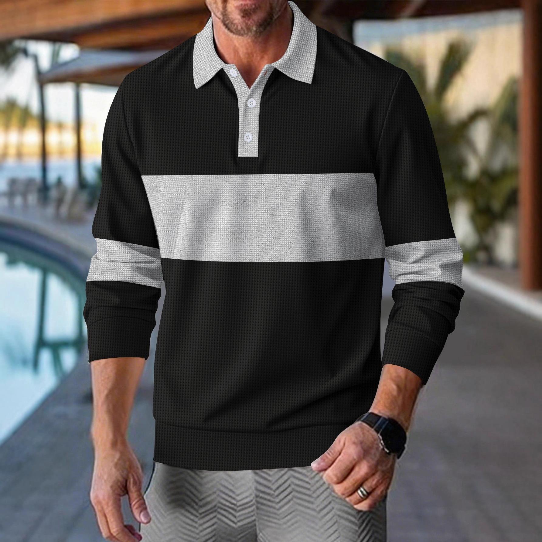 Men s Autumn 2025 Waffle Lapel Button Color-blocking Casual Polo Shirt Long Sleeve Base Layer T-shirt Men s Fashion S чорний
Men s Autumn 2025 Waffle Lapel Button Color-blocking Casual Polo Shirt Long Sleeve Base Layer T-shirt Men s Fashion S чорний