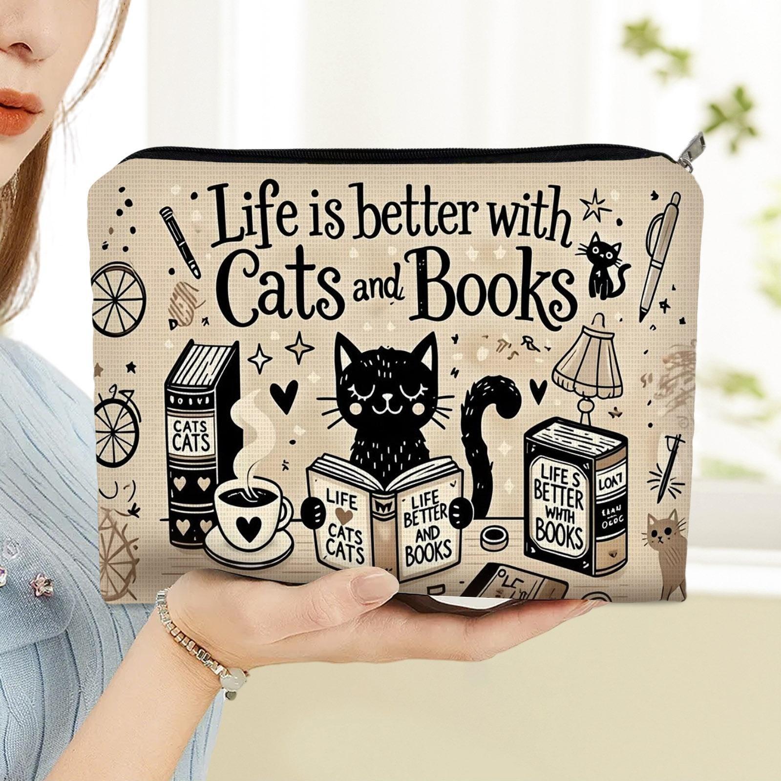 Double-Sided Makeup Bag (Single Piece) with Cat & Book Design, Perfect for Daily Cosmetics хаки
Double-Sided Makeup Bag (Single Piece) with Cat & Book Design, Perfect for Daily Cosmetics хаки