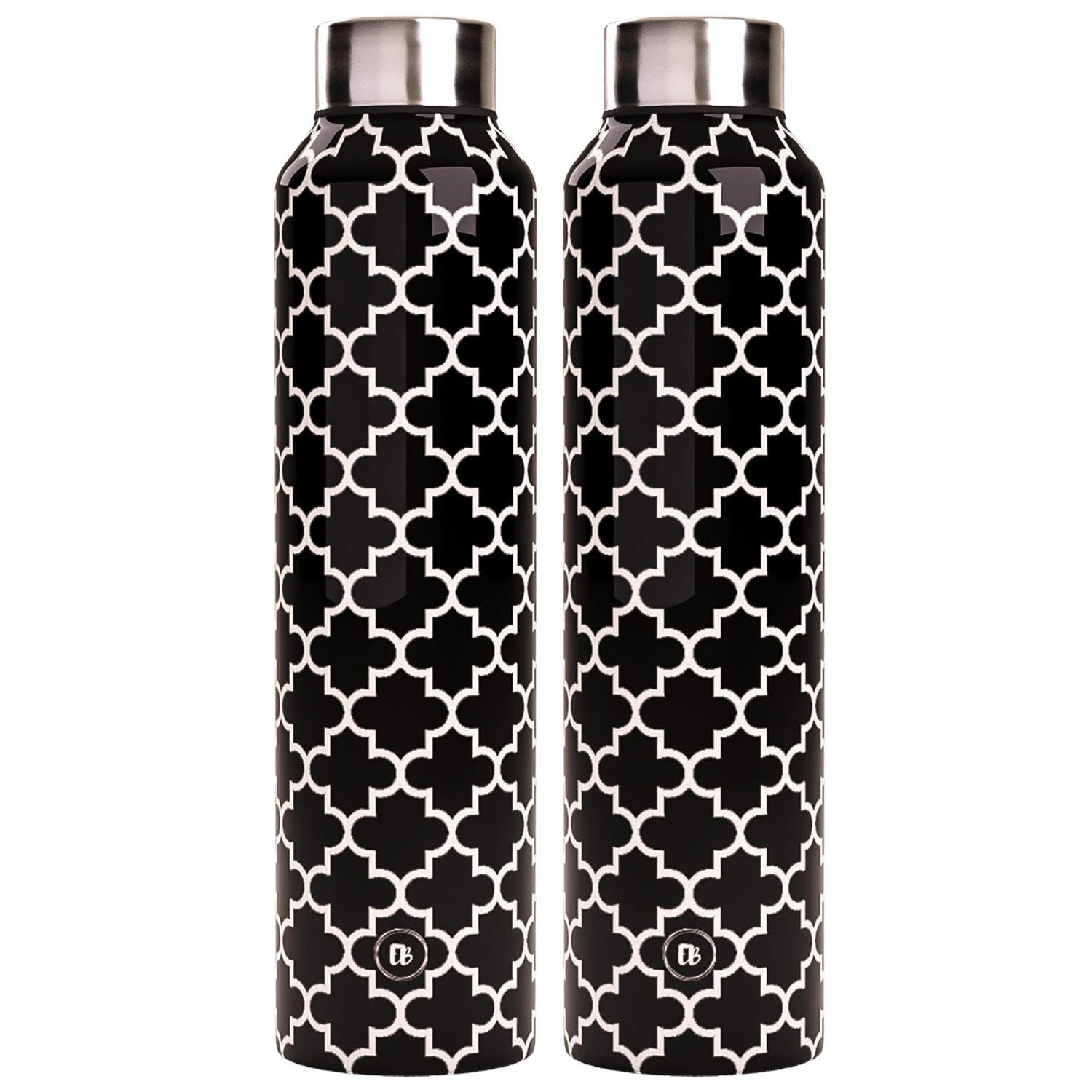 Stainless Steel Water Bottle 1 Litre Pack of 2 Leakproof Office Fridge Gym Dance Travel School Home Refrigerator (1L, Smooth Black Moroccan)
Stainless Steel Water Bottle 1 Litre Pack of 2 Leakproof Office Fridge Gym Dance Travel School Home Refrigerator (1L, Smooth Black Moroccan)