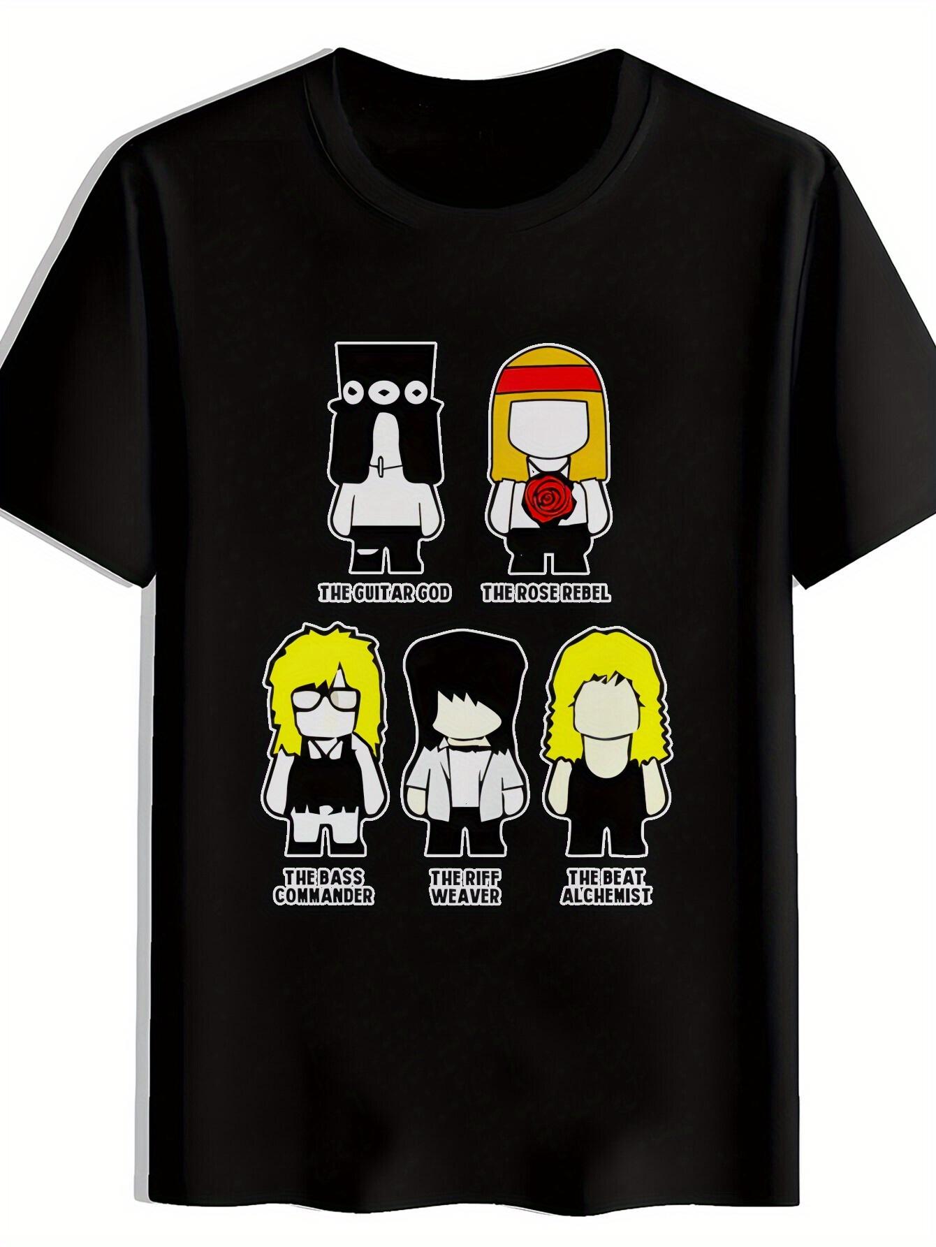 Black Graphic Print T-shirt with 6 Cartoon Character Illustrations & Humorous Text - Lightweight Polyester Round Neck Summer Tee for Casual Wear L
Black Graphic Print T-shirt with 6 Cartoon Character Illustrations & Humorous Text - Lightweight Polyester Round Neck Summer Tee for Casual Wear L