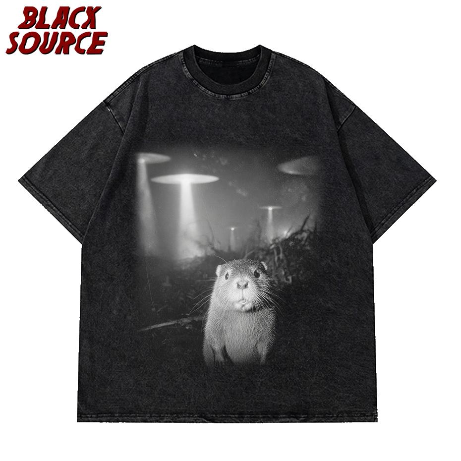 T Funny Capybara Selfie with UFO Pattern Printed Womens Tshirt Summer Top Casual Round Neck Short Sleeved Womens Clothing S
T Funny Capybara Selfie with UFO Pattern Printed Womens Tshirt Summer Top Casual Round Neck Short Sleeved Womens Clothing S