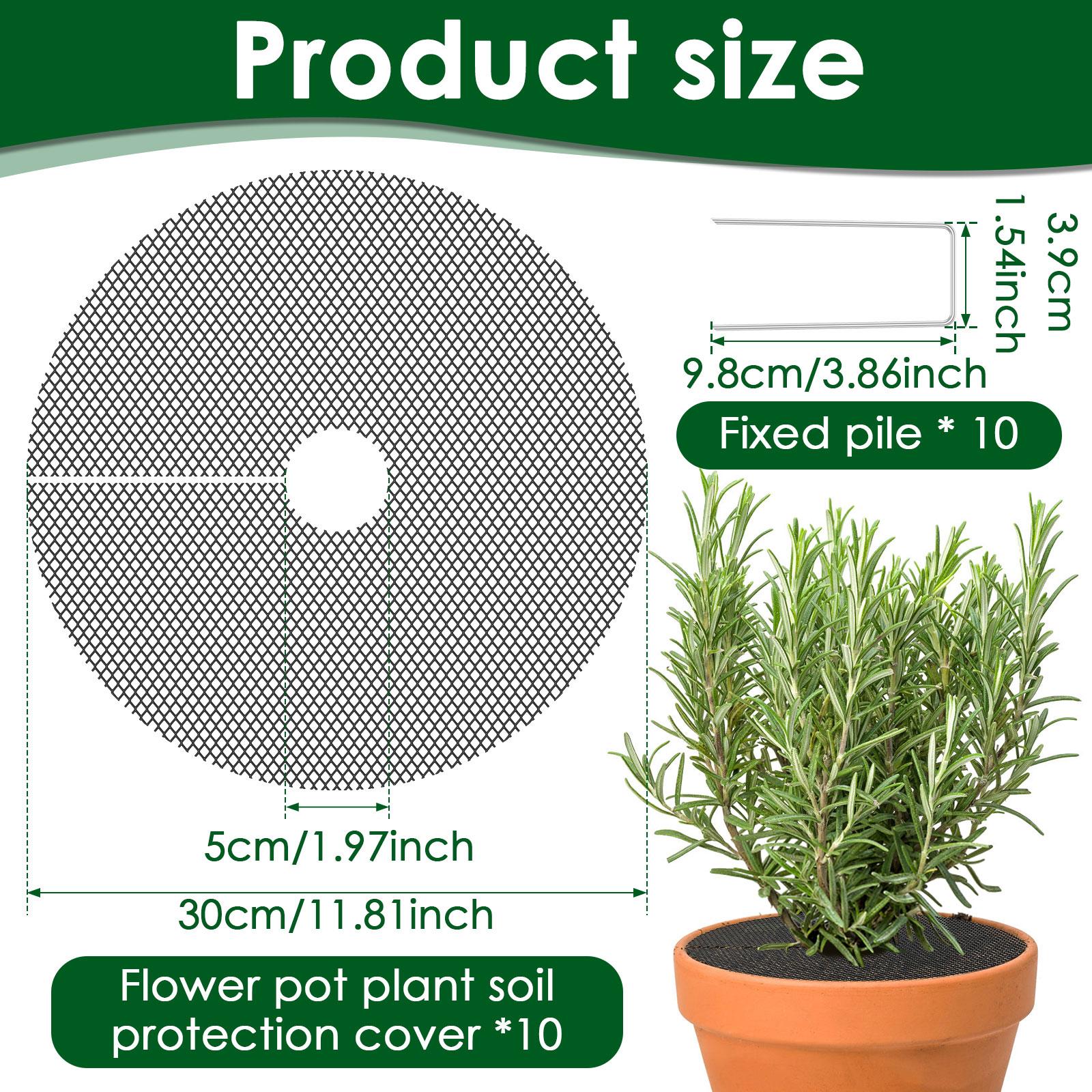 10Pcs Flower Pot Soil Protector Plastic Cuttable Flower Pot Cover with 10 Metal Stakes Flower Protection Grid Garden Accessories
10Pcs Flower Pot Soil Protector Plastic Cuttable Flower Pot Cover with 10 Metal Stakes Flower Protection Grid Garden Accessories