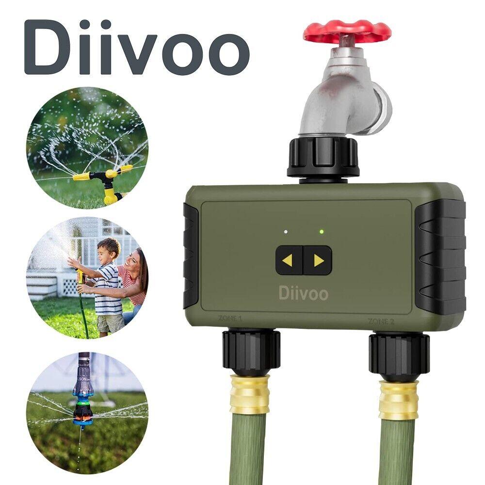Diivoo Wi-Fi Садовый шланговый спринклер с таймером подачи воды на 2 выхода, Таймер капельного полива на 1/2 зоны
Diivoo Wi-Fi Садовый шланговый спринклер с таймером подачи воды на 2 выхода, Таймер капельного полива на 1/2 зоны