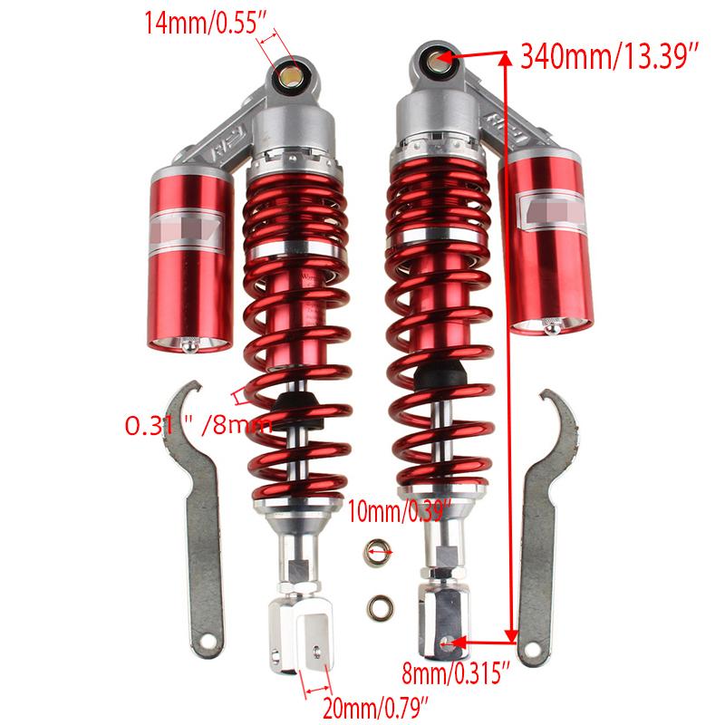 340mm Universal Motorcycle Air Shock Absorber Rear Suspension Motor Scooter ATV Quad Dirt Bike Motorcycle Parts
340mm Universal Motorcycle Air Shock Absorber Rear Suspension Motor Scooter ATV Quad Dirt Bike Motorcycle Parts