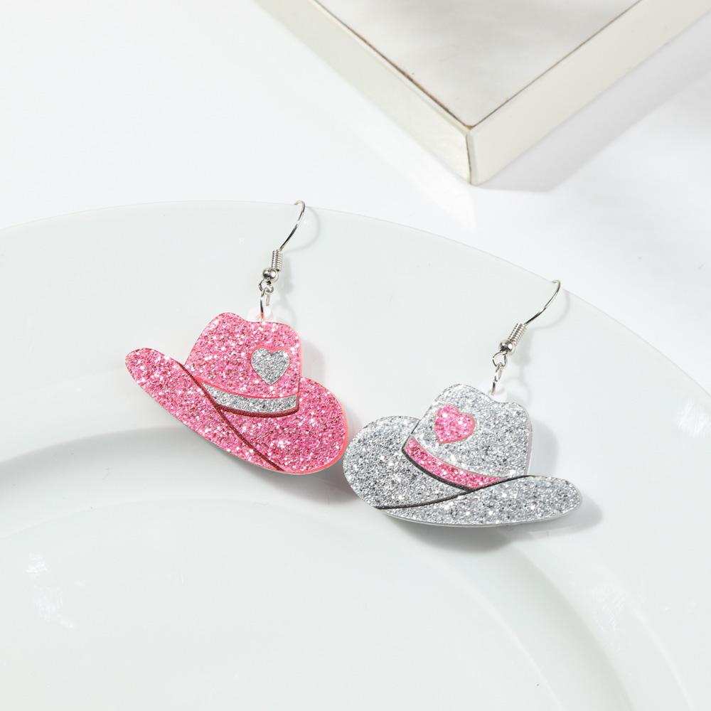 Glitter Pink Silver Color Cowgirl Hat Acrylic Drop Earrings Women Valentine s Day Love Cowboy Hat Earring Cute Jewelry Gifts
Glitter Pink Silver Color Cowgirl Hat Acrylic Drop Earrings Women Valentine s Day Love Cowboy Hat Earring Cute Jewelry Gifts