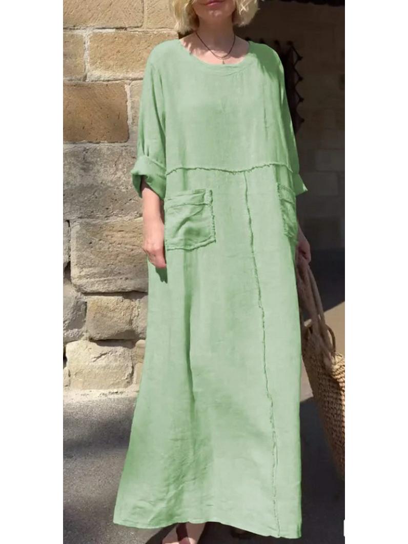 Women s Casual Loose-Fit Pleated Dress - Cotton & Linen, Round Neck, Long Sleeve, Double Pocket, European & American Style. 3XL зелений
Women s Casual Loose-Fit Pleated Dress - Cotton & Linen, Round Neck, Long Sleeve, Double Pocket, European & American Style. 3XL зелений