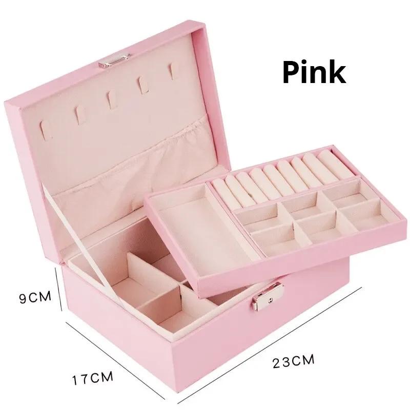 1pc Jewelry Storage Box Two Layers Of Lockable PU Leather Soft Lining Large Capacity Gifts For Ladies And Girls Black Pink White
1pc Jewelry Storage Box Two Layers Of Lockable PU Leather Soft Lining Large Capacity Gifts For Ladies And Girls Black Pink White