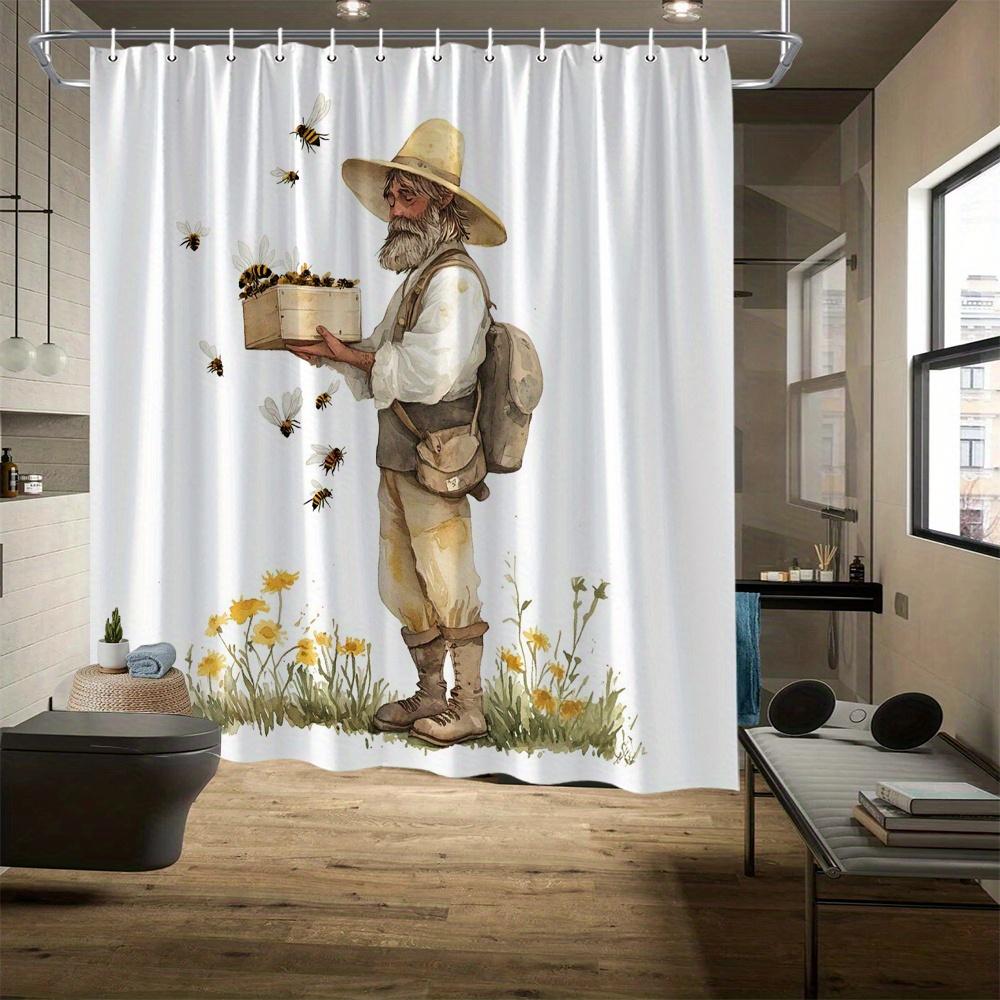 1Pc Elderly Beekeeper Shower Curtain - Rustic Wildflower & Bee Design, Polyester, 72X72In, 12 Hooks, Nature-Themed Bath Decor W60H190(CM)-1 Pcs
1Pc Elderly Beekeeper Shower Curtain - Rustic Wildflower & Bee Design, Polyester, 72X72In, 12 Hooks, Nature-Themed Bath Decor W60H190(CM)-1 Pcs