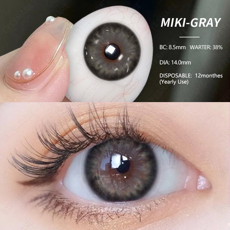 EYESHARE 2PCS Модные цветные контактные линзы Синие линзы Коричнево-серые контактные линзы Пара коричневых линз Цветной макияж Темно-зеленые контактные линзы