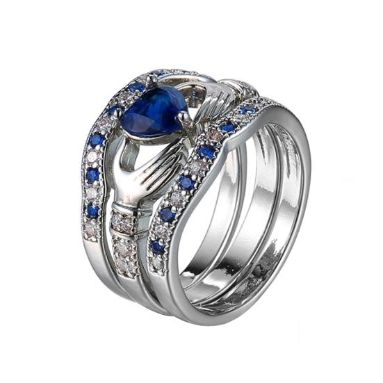 3 шт./компл. женское кольцо с инкрустацией в виде сердца из искусственного сапфира, свадебные украшения, подарок US 9
3 шт./компл. женское кольцо с инкрустацией в виде сердца из искусственного сапфира, свадебные украшения, подарок US 9