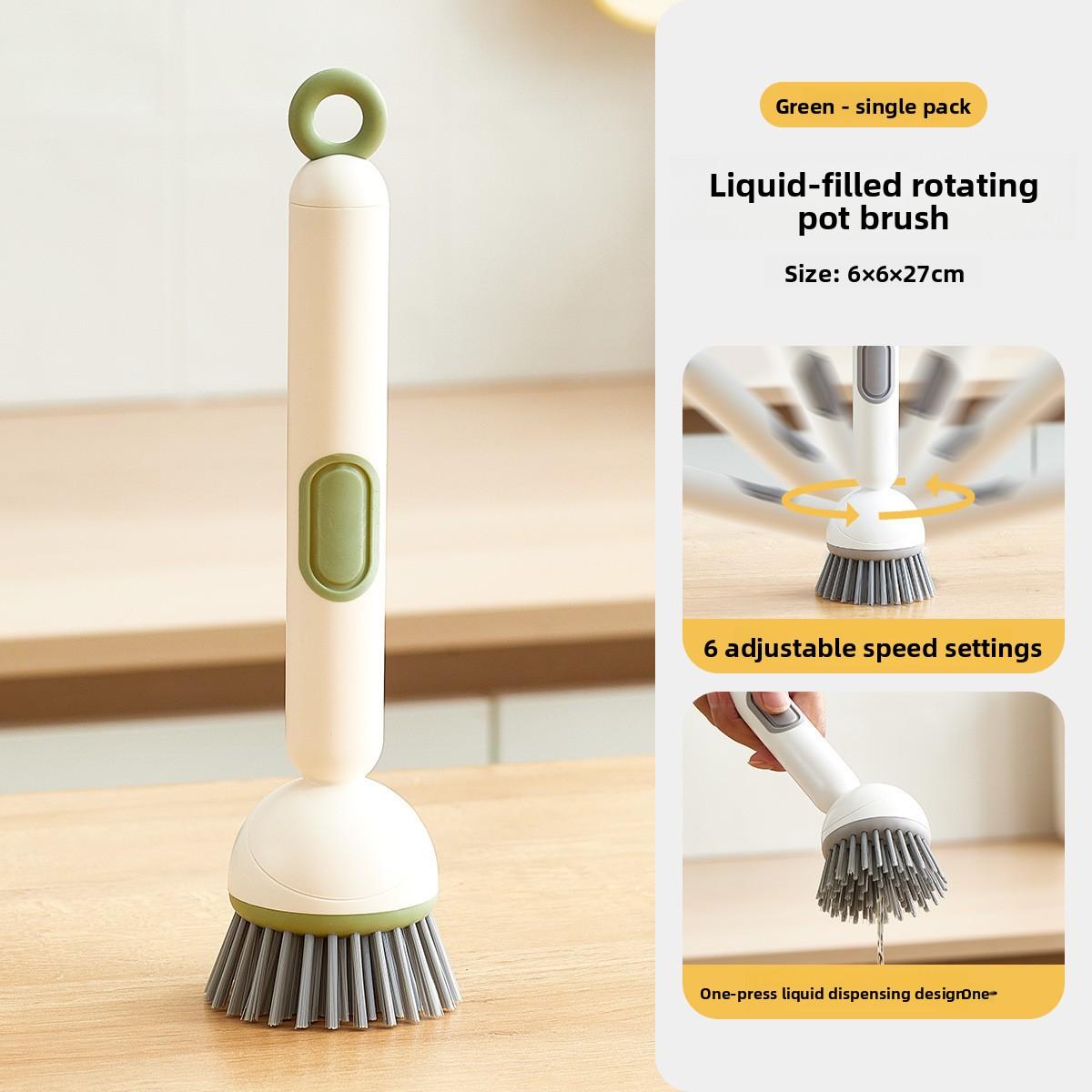 Kitchen long handle rotating pot brush adjustable pot cleaning brush press type liquid bowl brush, pot cup brush artifact зелений
Kitchen long handle rotating pot brush adjustable pot cleaning brush press type liquid bowl brush, pot cup brush artifact зелений