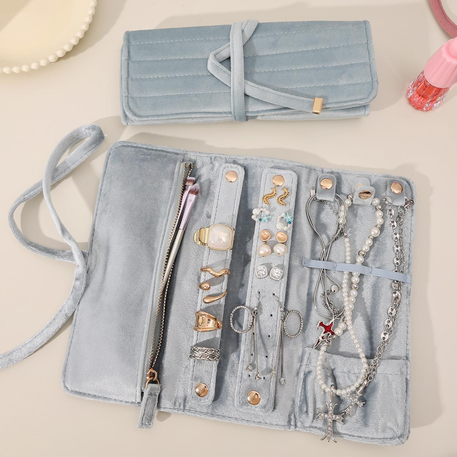 Portable Jewelry Roll Organizer for Bride Necklace Ring Earrings Bracelet Foldable Travel Storage Bag Case Displays Holder синий
Portable Jewelry Roll Organizer for Bride Necklace Ring Earrings Bracelet Foldable Travel Storage Bag Case Displays Holder синий