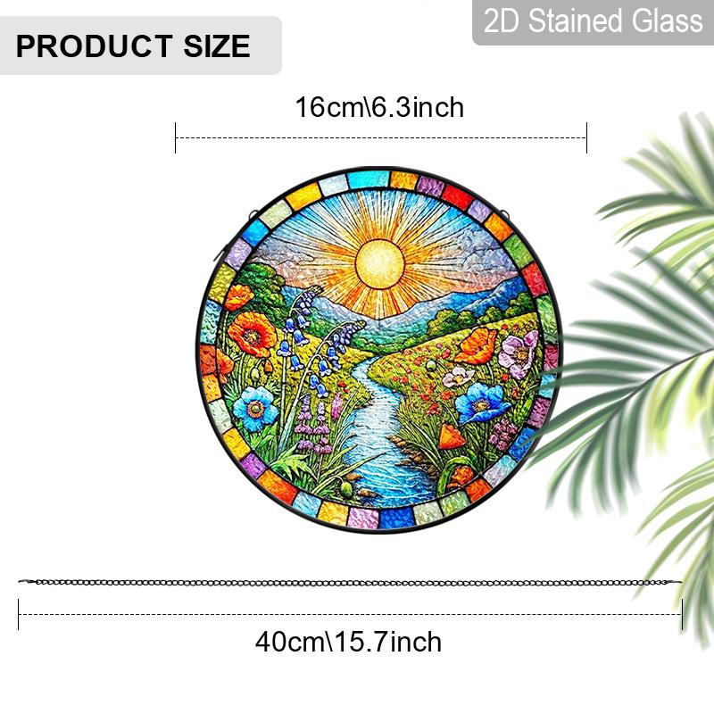 2D Flat Stained Glass Sun Flower Lakeside Window Decoration, 6.3/7.87inches Colored Glass Plate with Chain, Charming Indoor/Outdoor Sun Catcher Home 6.3inch
2D Flat Stained Glass Sun Flower Lakeside Window Decoration, 6.3/7.87inches Colored Glass Plate with Chain, Charming Indoor/Outdoor Sun Catcher Home 6.3inch