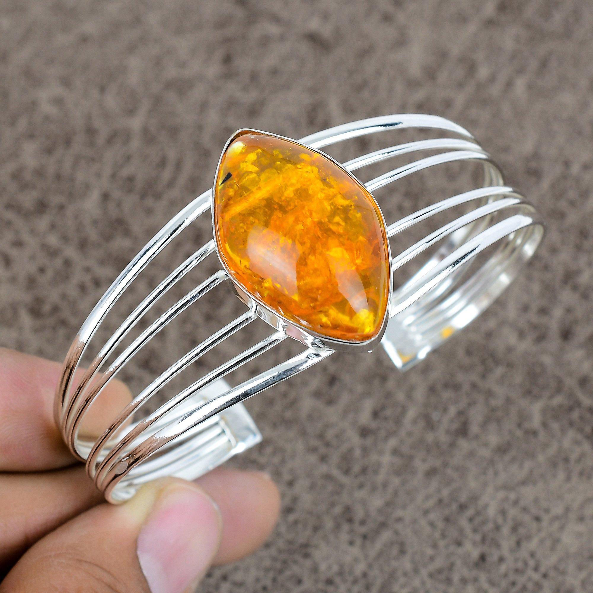 Baltic Amber Gemstone Handmade 925 Sterling Silver Cuff Bangle Adjustable KKG-217
Baltic Amber Gemstone Handmade 925 Sterling Silver Cuff Bangle Adjustable KKG-217
