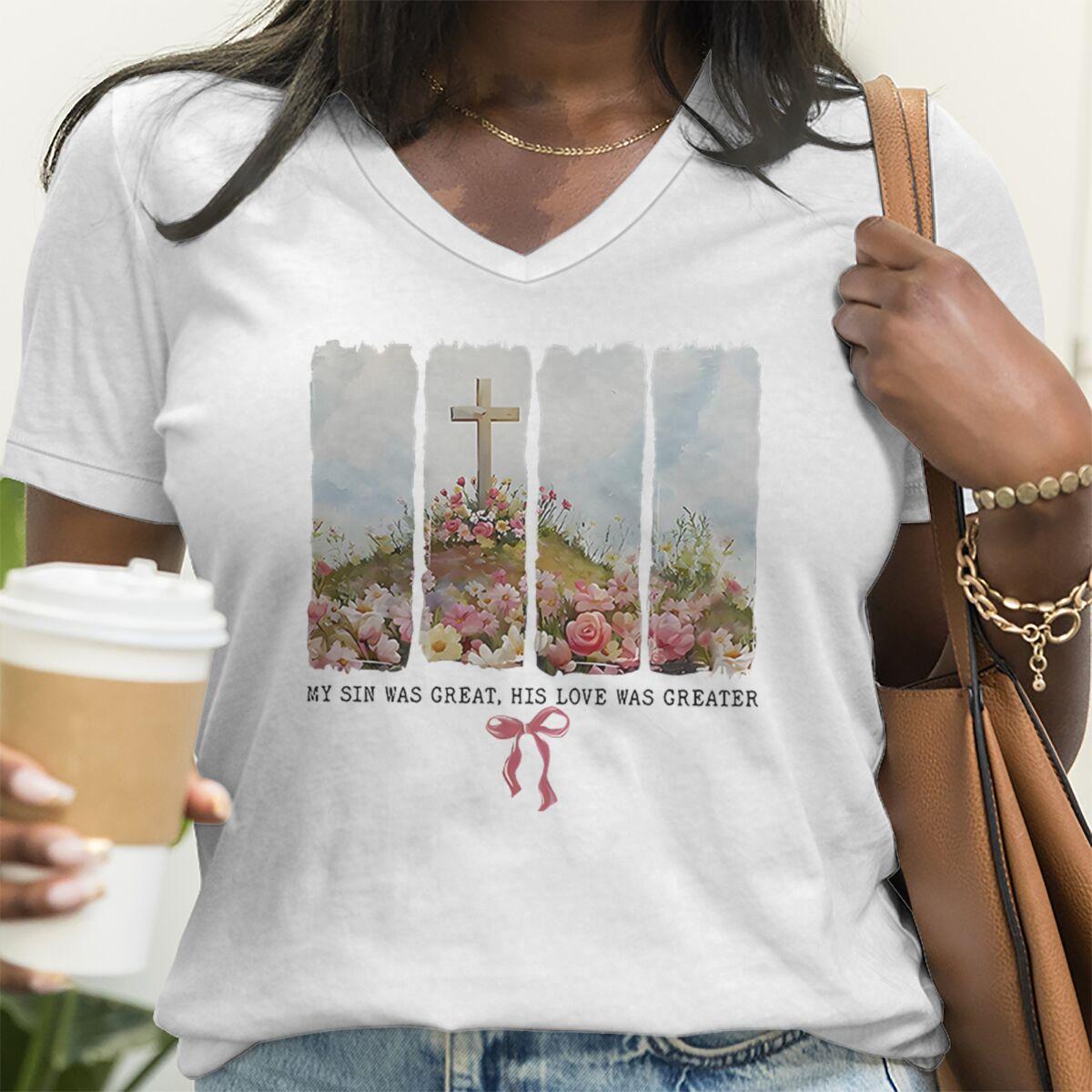 His Love Was Greate Graphic T Shirts Women Cross Floral Mountain & Bow Printed T-shirt Christian Faith Tee Easter Women Clothing XL
His Love Was Greate Graphic T Shirts Women Cross Floral Mountain & Bow Printed T-shirt Christian Faith Tee Easter Women Clothing XL