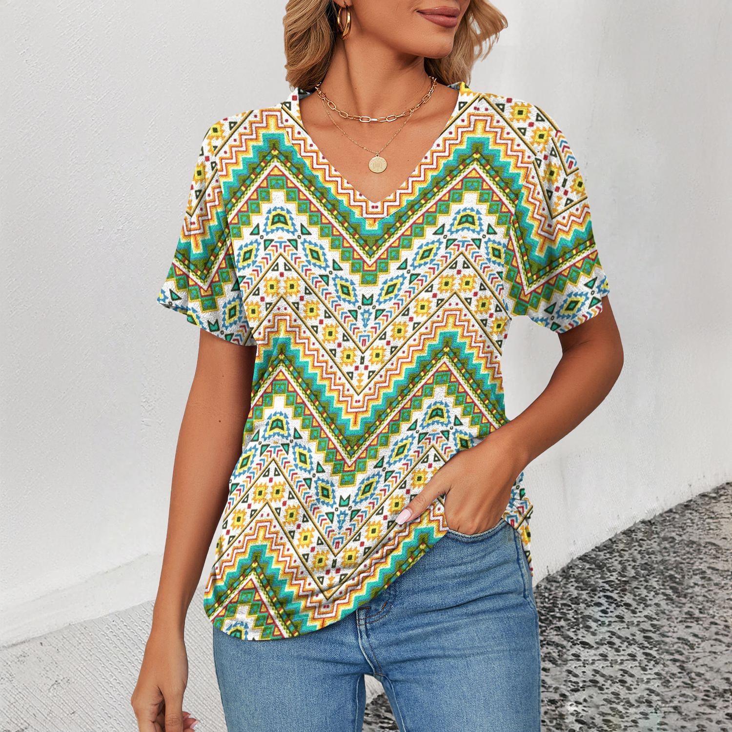 Футболки женские с принтом в стиле бохо, свободный топ, повседневный короткий свитер с рукавами и V-образным вырезом, женская повседневная одежда XL
Футболки женские с принтом в стиле бохо, свободный топ, повседневный короткий свитер с рукавами и V-образным вырезом, женская повседневная одежда XL