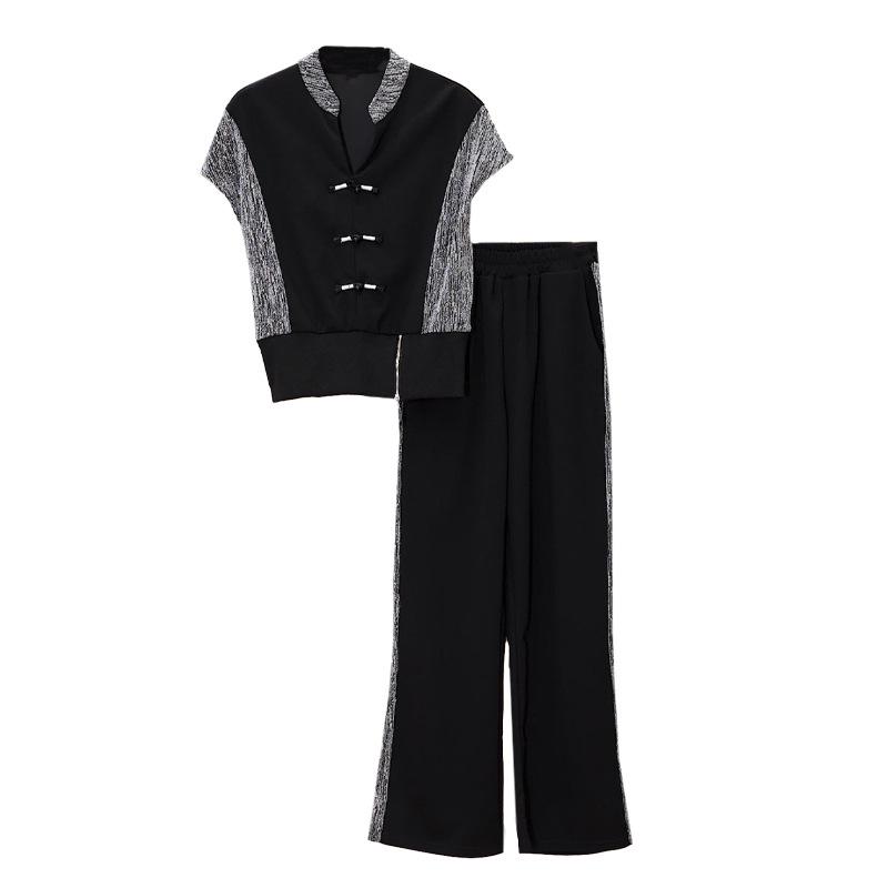 Summer Chinese Style Women s Set: Frog Button Patchwork Top & Wide-Leg Pants Extra Large (XL) чёрный
Summer Chinese Style Women s Set: Frog Button Patchwork Top & Wide-Leg Pants Extra Large (XL) чёрный