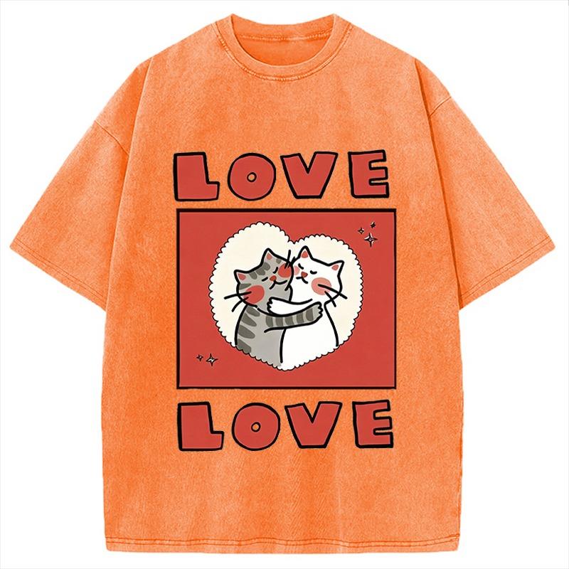 Valentine Days Washed Couple T-Shirt Loose Short Sleeve O-Neck Cotton Tee Oversized Love Car Printed Heavyweight Clothing S
Valentine Days Washed Couple T-Shirt Loose Short Sleeve O-Neck Cotton Tee Oversized Love Car Printed Heavyweight Clothing S