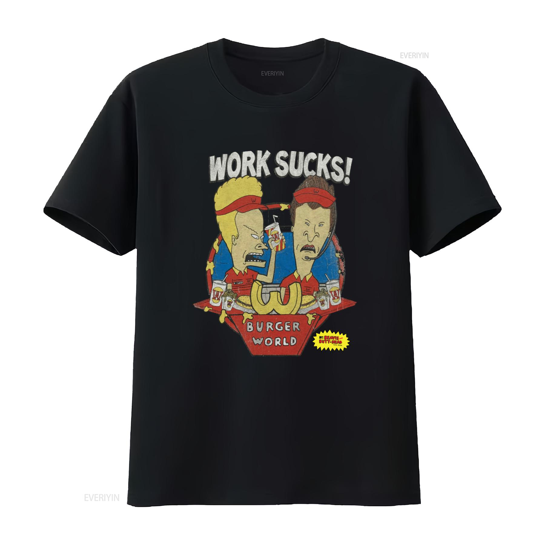 Bevis And Butthead Work Sucks Burger World T Shirt Funny Print vintage Washed Casual fashion Versatile Breathable Unisex 4XL
Bevis And Butthead Work Sucks Burger World T Shirt Funny Print vintage Washed Casual fashion Versatile Breathable Unisex 4XL