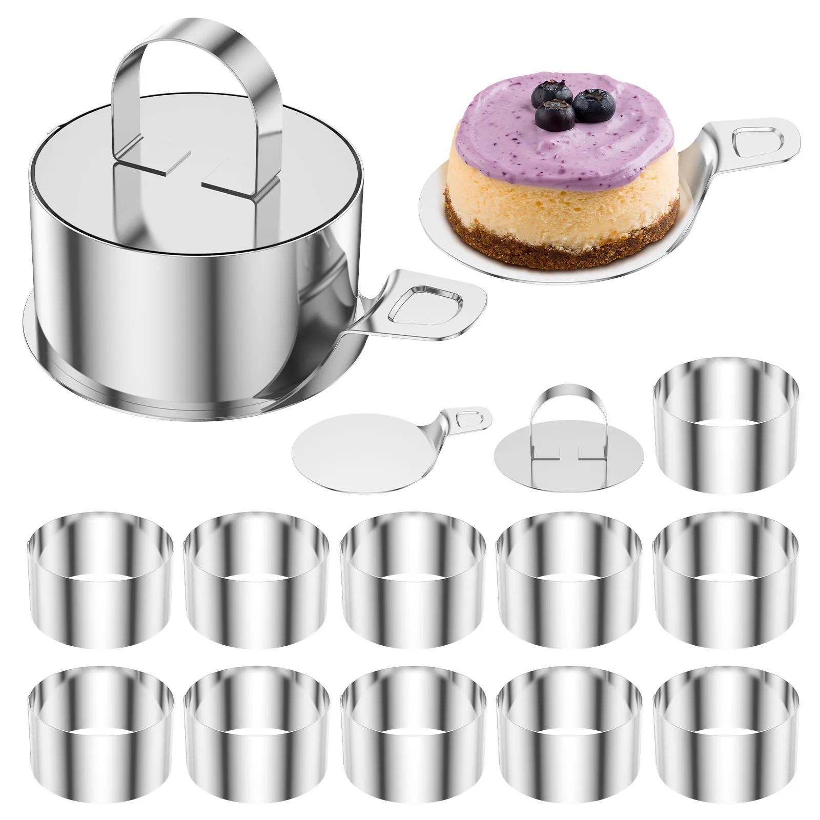 12Pcs 3 Inch Cake Ring Molds Set with Base and Lids Stainless Steel Easy Release Mousse Ring Mold for Cooking Baking Cake Tools
12Pcs 3 Inch Cake Ring Molds Set with Base and Lids Stainless Steel Easy Release Mousse Ring Mold for Cooking Baking Cake Tools
