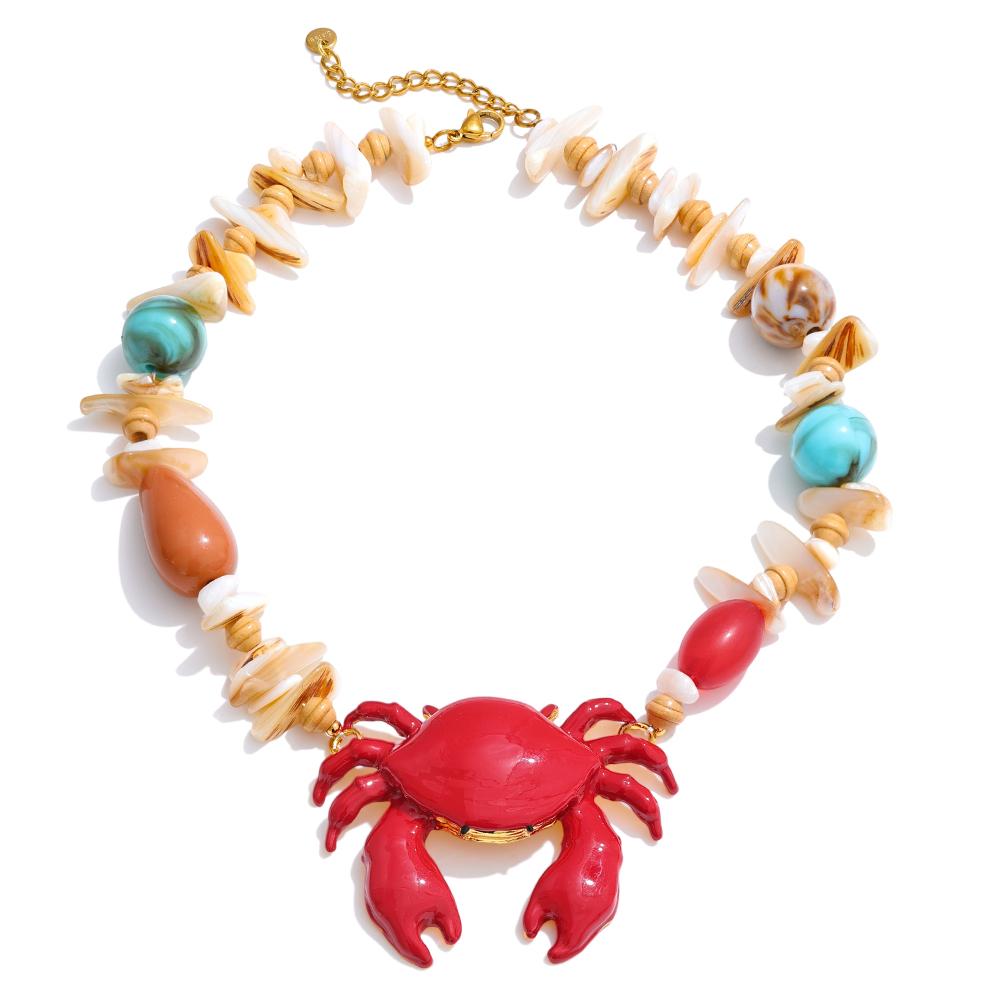 Yhpup 2025 New Handmade Ocean Style Shell Resin Stone Red Crab Pendant Necklace Summer Beads Statement Charm Jewelry
Yhpup 2025 New Handmade Ocean Style Shell Resin Stone Red Crab Pendant Necklace Summer Beads Statement Charm Jewelry