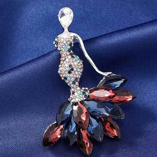 Ювелирные изделия с бриллиантовой брошью-русалкой, электронная коммерция брошь-русалочка с кристаллами, брошь из сплава с животными