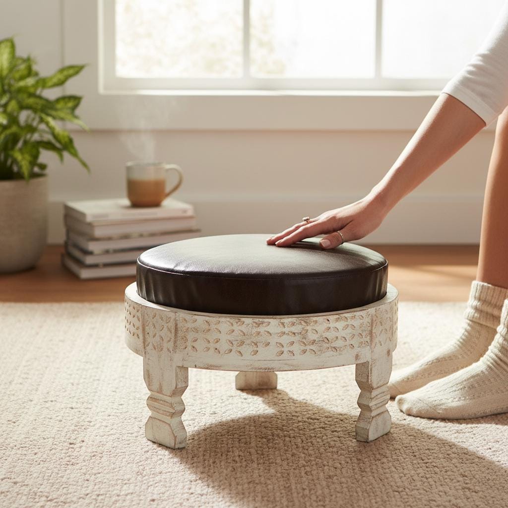 Wooden Round Side Table With Cushion-Carved Sitting Grinder Table-Wooden Bedside Central Table Art Furniture Decor-End Table Art Decor
Wooden Round Side Table With Cushion-Carved Sitting Grinder Table-Wooden Bedside Central Table Art Furniture Decor-End Table Art Decor