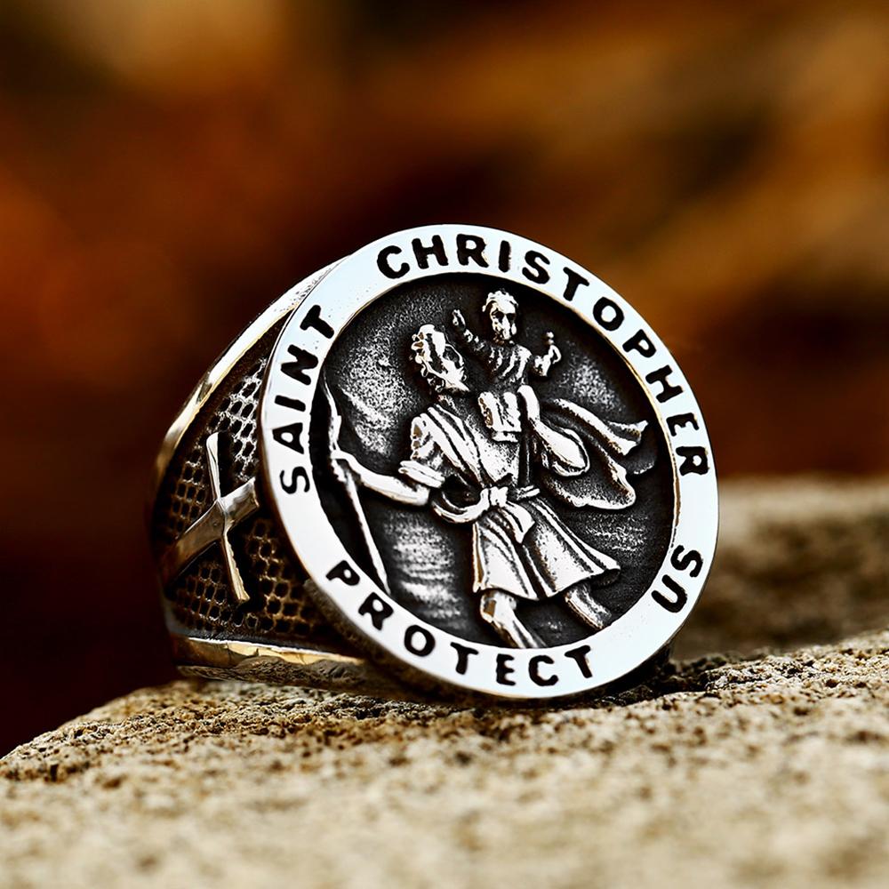 Vintage St Christopher Cross Fingers Ring 316L Stainless Steel Punk Biker Jewelry Gift for Men 7
Vintage St Christopher Cross Fingers Ring 316L Stainless Steel Punk Biker Jewelry Gift for Men 7