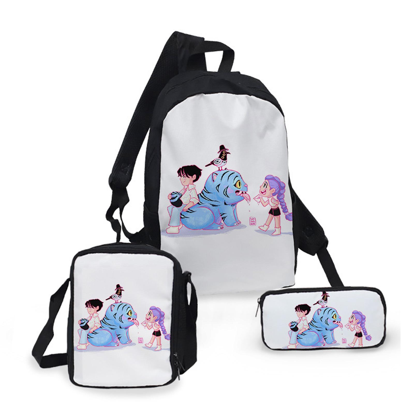 Рюкзак для девочек в студенческом стиле, большой вместимости, легкий, дорожная сумка-рюкзак, набор из трех предметов One Size