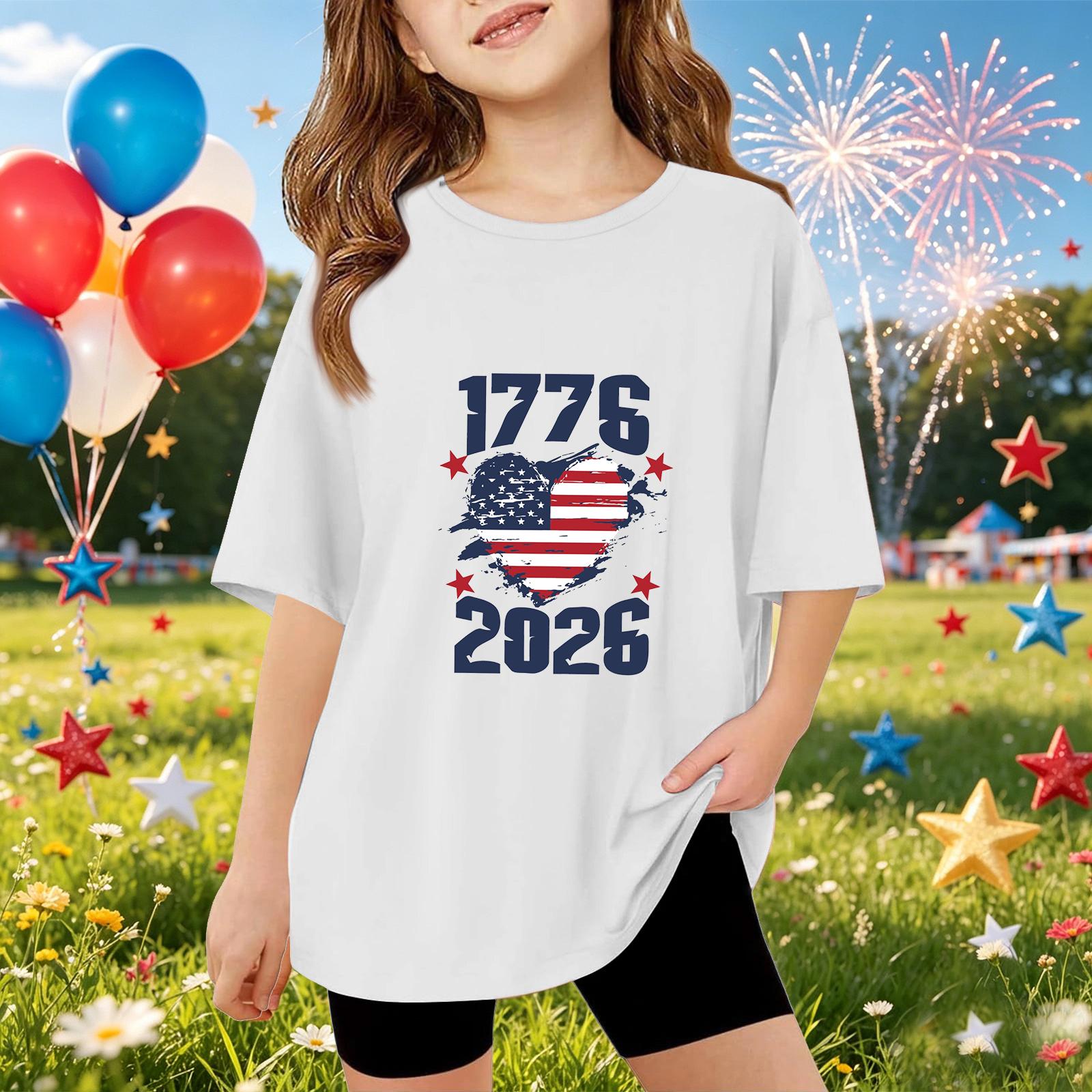 Kids Short Sleeve T Shirt Independence Day Print Top 1776 2026 Casual Fit Comfortable Cotton Blend Tee for Boys Girls 150
Kids Short Sleeve T Shirt Independence Day Print Top 1776 2026 Casual Fit Comfortable Cotton Blend Tee for Boys Girls 150
