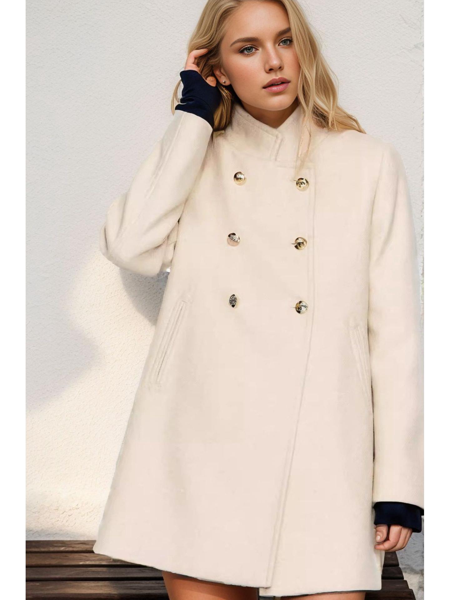 Women s European Autumn/Winter Slim-Fit Woolen Coat with Lapel Design Medium білий/слонова кістка
Women s European Autumn/Winter Slim-Fit Woolen Coat with Lapel Design Medium білий/слонова кістка