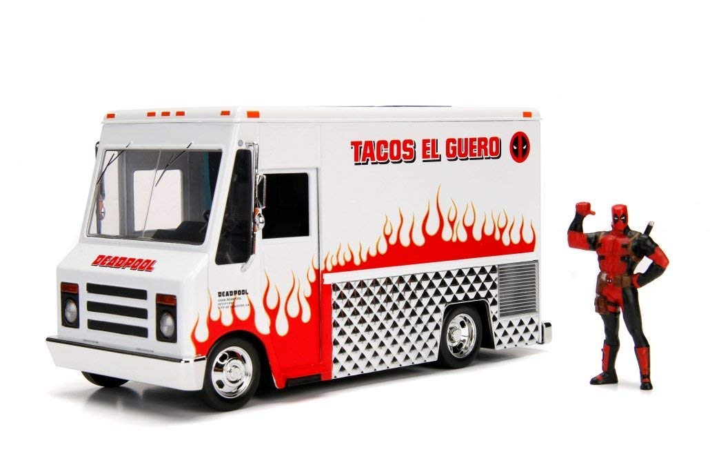 ИГРУШКА JADA TOYS DEADPOOL TACO TRUCK С ФИГУРКОЙ ДЭДПУЛА Грузовик Deadpool Taco Truck 1/24 и белый
ИГРУШКА JADA TOYS DEADPOOL TACO TRUCK С ФИГУРКОЙ ДЭДПУЛА Грузовик Deadpool Taco Truck 1/24 и белый