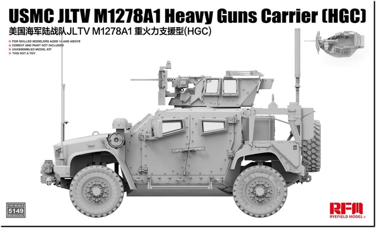 Ryefield Models Масштаб 1/35 Морська піхота США JLTV M1278A1 Важкий Тип Вогневої Підтримки (HGC) Пластиковий модельний набір RFM5149 (Бойова машина)
Ryefield Models Масштаб 1/35 Морська піхота США JLTV M1278A1 Важкий Тип Вогневої Підтримки (HGC) Пластиковий модельний набір RFM5149 (Бойова машина)