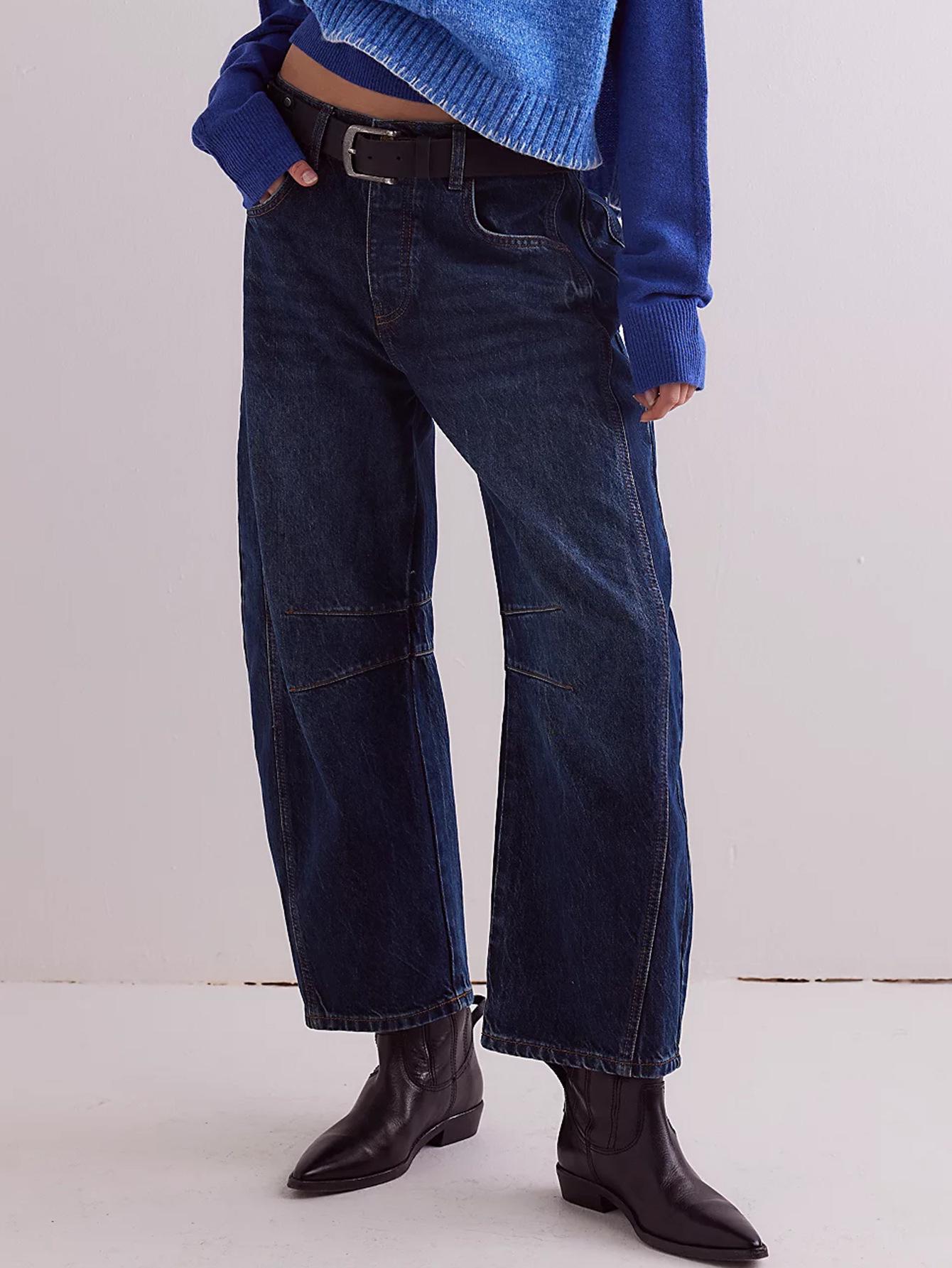 2023 Trendy European Casual Women’s Wide-Leg Low Waist Washed Denim Jeans Large темно-синього кольору
2023 Trendy European Casual Women’s Wide-Leg Low Waist Washed Denim Jeans Large темно-синього кольору
