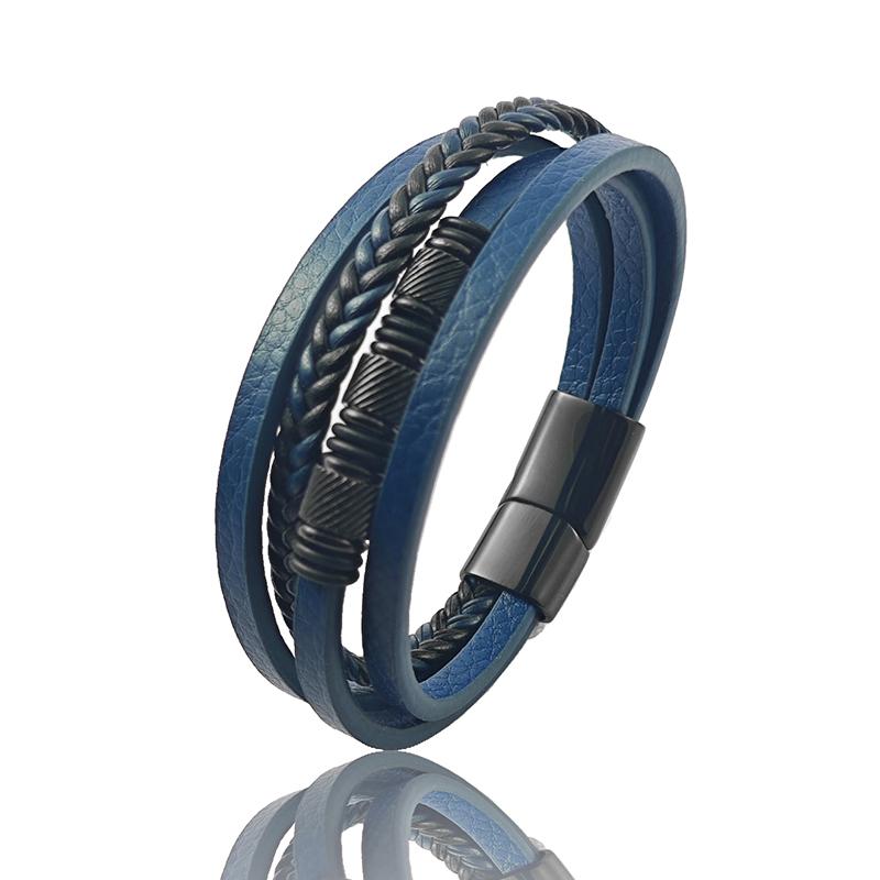 Fashion Handmade Multi-Layer Blue Leather Bracelets for Men Women Wristband Stainless Steel Button Bangle Accessories Jewelry 22cm чорний
Fashion Handmade Multi-Layer Blue Leather Bracelets for Men Women Wristband Stainless Steel Button Bangle Accessories Jewelry 22cm чорний